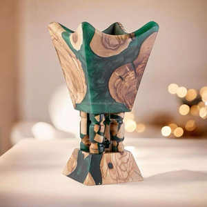 BRÛLEUR D'ENCENS ARABE EN BOIS ET MÉTAL EN RÉSINE ÉCOLOGIQUE FAIT MAIN ARTWORK MAESTRO, Uttar Pradesh Inde - Parfum d'aromathérapie - Product Image 1