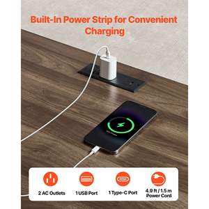 Bureau de direction en noyer, panneau de particules robuste, capacité de charge de 200 lb, assemblage facile, table de bureau de style campagnard, station de charge - Product Image 5