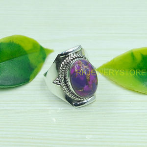 แหวนเงินแท้ 925 ประดับพลอยสีม่วงทองแดง แหวนดีไซน์แฮนด์เมด แหวนโบโฮ ของขวัญเครื่องประดับ - Product Image 3