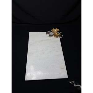 Plateau en marbre pour servir, cuisine, hôtel et restaurant, avec bouton papillon, élégant, en marbre blanc naturel, accessoire de table pour la salle à manger - Product Image 1