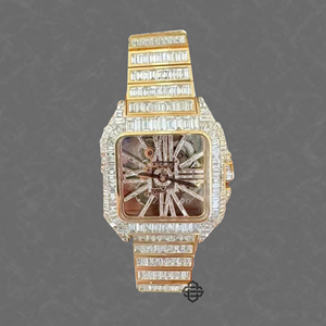 Montre de luxe classique à quartz en acier inoxydable avec diamants Moissanite, boîtier carré 20 mm, date élégante, la plus vendue - Product Image 1