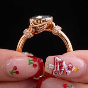 Anillo Art Deco con Diamante Verde Ovalado Cultivado en Laboratorio, Diseño Único, Oro Sólido de 14K, Regalo de Aniversario Sorpresa para Novias - Product Image 5