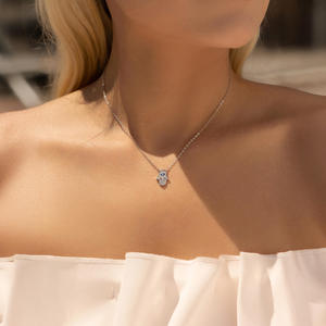 Collar con Colgante de Mano de Hamsa y Ojo Turco de Plata de Ley 925, Ojos Azules, Cadena de Clavícula, Dije Fino, Cadena de Eslabones de Circonita, Regalo de Compromiso - Product Image 2