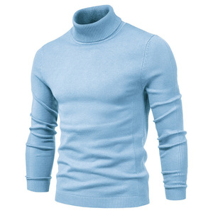 Autumn and Winter Men's Casual Pullover <b>Sweater</b> Solid Color Turtleneck Knit New Style - Product Image 3