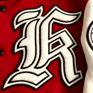 Red White Varsity <b>Jacket</b> <b>Men</b> Embroidered Patch Design Letterman <b>Jacket</b> Vintage Streetwear Style Autumn Wear - Product Image 6