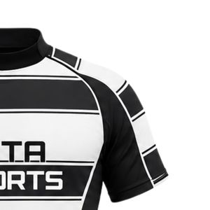 Camiseta de Rugby Blanca y Negra para Hombre, Ligera, Deportiva, de Manga Corta, Uniforme Deportivo Transpirable para Entrenamiento y Competición - Product Image 5