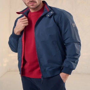 เสื้อแจ็คเก็ตบอมเบอร์สีพื้นสำหรับผู้ชาย ไซส์ใหญ่ ระบายอากาศได้ดี คอปกเหลี่ยม ผ้าแคนวาส สีกรมท่า ย้อมเส้นด้าย - Product Image 1