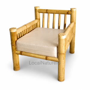 Vintage Lightweight <b>Bamboo</b> Garden Chair Patio Lounge Seat with Cushion Modern Outdoor <b>Furniture</b> - Product Image 1