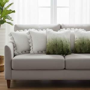 Ensemble de 5 housses de coussin 3x pompons texturés blancs et 2x fausse fourrure ombrée, housses de coussin confortables pour canapé et lit, pour salons - Product Image 3