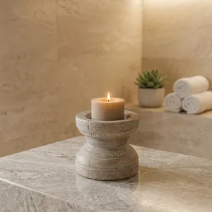 Vintage Wooden Handcrafted Agriculture Seed Bijni Candle Holder Stand for Garden Entryway <b>Console</b> <b>Table</b> Living Room Bedroom - Product Image 6