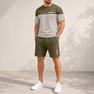 Conjunto de Ropa Deportiva para Hombre, Personalizado, Transpirable, para Gimnasio, Verano, Corte Holgado, Informal, Pantalones Cortos y Camiseta, Combinación de Colores - Product Image 5