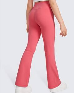 Vêtements de fitness respirants pour filles, tenue de yoga et pantalon évasé taille haute de couleur unie pour enfants - Product Image 4