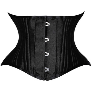 Black Satin Waist <b>Trainer</b> Corset With Metal Eyelets For Body Shaping <b>Women</b> Elegant - Product Image 1