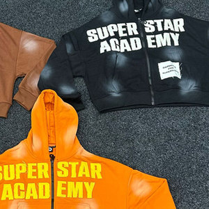 Sudadera con Capucha Holgada de Felpa Francesa de 350 Gramos, 100% Algodón, Unisex, Ecológica, con Bolsillo Personalizado, Cierre de Cremallera y Pedrería - Product Image 3