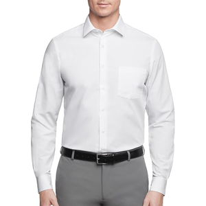 Camisa de vestir de popelina de corte regular para hombre, camisa de manga larga de color liso con cuello extendido para negocios y oficina - Product Image 3