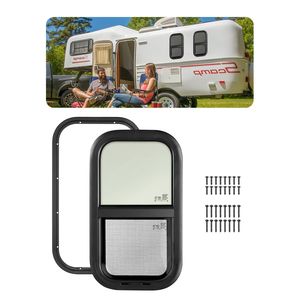 Vertical Tinted Sliding RV Window 12\" W X 22\" H Net Screen Trim <b>Ring</b> for Caravan Fit 15/16\" 1 3/4\" <b>Thickness</b> Wall - Product Image 1