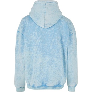 เสื้อฮู้ดดี้สีฟ้าอ่อนแบบย้อมสีเอซิด ผลิตตามสั่ง (OEM) ผ้าคอตตอนหนานุ่ม มีกระเป๋าจิงโจ้ สไตล์สตรีทแวร์ เสื้อฮู้ดดี้เปล่าแบบย้อมสีเอซิด - Product Image 3
