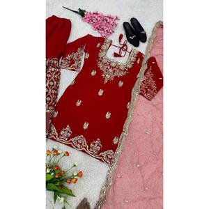 Conjunto de traje elegante de diseñador para mujer-Dupatta y Sharara para ropa de fiesta - Product Image 3