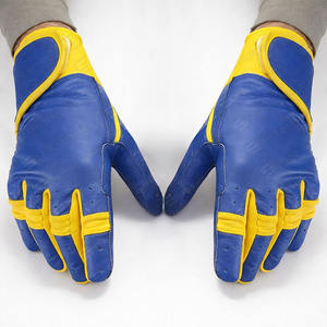 Gants de frappe de baseball en cuir de couleur bleu royal et jaune personnalisables de qualité supérieure confortables et durables pour les jeunes et les adultes - Product Image 3