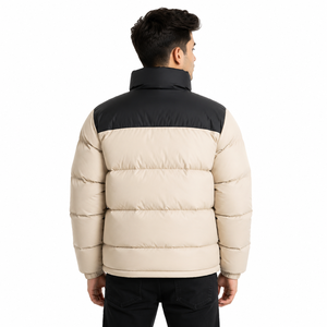 Men’s Warm Puffer Style <b>Jacket</b> Color Block Quilted Full Zip Men's <b>Jackets</b> Winter Outerwear High Collar Warm Outdoor Coat OEM USA - Product Image 3