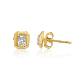 14K Solid Gold Lab Grown Diamond <b>Stud</b> Earrings <b>Emerald</b> Cut Solitaire Diamond Earrings Wholesale - Product Image 1