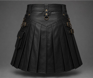FAZMAX CORPORATION Men's Black Leather <b>Gladiator</b> Kilt Renaissance Sexy <b>Costume</b> with Belt-Eco-Friendly T6543 - Product Image 5