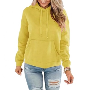 Sudadera con capucha de algodón 100% de alta calidad para mujer, jersey de lana de manga larga informal a la moda con bolsillos de canguro para invierno - Product Image 5