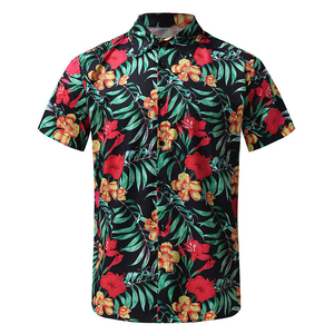 Men's Hawaiian Style Short Sleeve Solid Casual <b>Shirt</b> Turn-down Collar Summer Breathable Cotton Knitted Fabric 320g Covered - Product Image 2
