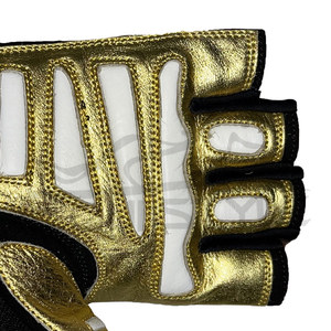 Guantes de entrenamiento de medio dedo al por mayor, guantes de levantamiento de pesas de cuero y neopreno, guantes de gimnasio con acolchado en la palma de diseño personalizado - Product Image 5