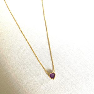 Collar de Plata de Ley con Colgante de Corazón de Amatista, Chapado en Oro, Joyería de Piedra Púrpura, Hecho a Mano, Proveedor Mayorista, Regalo Romántico - Product Image 4