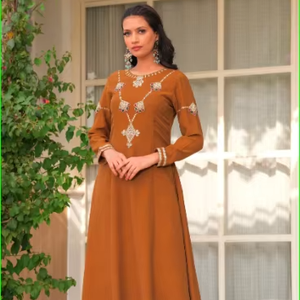 Ensemble Kurta brodé Mustard Rani Haar - Product Image 1