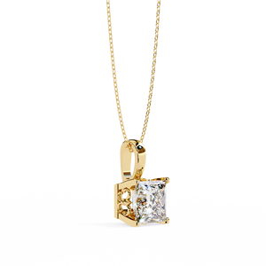 จี้เพชรทรงปรินเซสคัท 3 กะรัต ทองคำแท้ 14K แบบมินิมอล ได้รับการรับรองจาก IGI พร้อมตัวเรือนแบบหนามเตย สำหรับผู้หญิง เหมาะเป็นของขวัญสำหรับงานปาร์ตี้ - Product Image 2