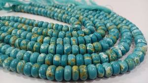 Cuentas de Turquesa Azul Cobre Natural en Forma de Rondelle de 8 Pulgadas de Largo - Product Image 4