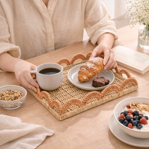 ถาดใส่ของใช้ในบ้านทำจากเชือกกระดาษ ขอบหยัก ถาดเสิร์ฟแบบสานสำหรับอุปกรณ์ครัวอเนกประสงค์ ผลิตในเวียดนาม - Product Image 5