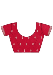 KV Georgette <b>Red</b> Embellished <b>Saree</b> With Unstitched Blouse - Product Image 4