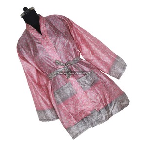 KS001 Kimono Corto de Seda Vintage para Mujer, Estampado Floral Colorido, Estilo Boho, para la Playa, Vacaciones, Salidas - Product Image 4