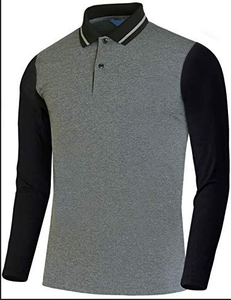 Polo pour homme à manches contrastées, séchage rapide, respirant, tricoté, décontracté, pour le travail, logo personnalisé - Product Image 2