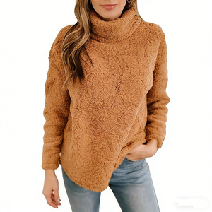 Sudaderas Personalizadas de Sherpa para Mujer, Cuello Alto, con Capucha, Logotipo Bordado, Cálidas, Casuales, de Invierno, Estilo Urbano, OEM - Product Image 4