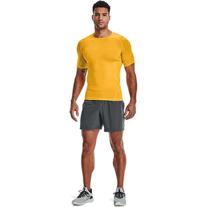 T-shirt de sport jaune pour homme, marque privée, design de logo personnalisé, qualité supérieure, fabricant d'articles de sport et de fitness, faible MOQ - Product Image 4