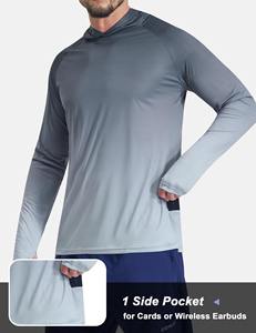 Chemise de pêche à manches longues à capuche pour homme, dégradé de couleurs, UPF 50, anti-UV, couleur unie, pull-over, vêtements d'extérieur - Product Image 4