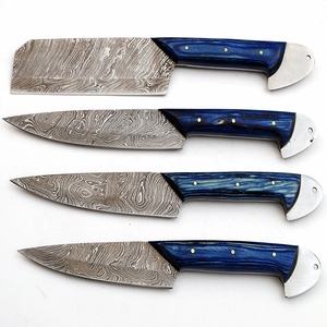 El juego de cuchillos de chef de 4 piezas de acero de Damasco hecho a mano incluye cuchillas de acero al carbono de 12 "y 9", caja de regalo de madera para uso en la cocina (SMK1120) - Product Image 1