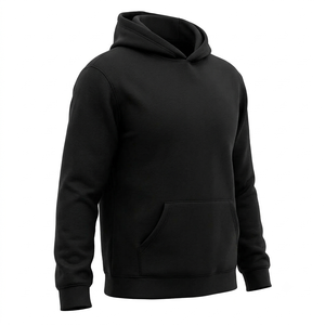 Sudadera con capucha negra de forro polar de 300-350 GSM, personalizada al por mayor, lisa, sin estampado, para hombre, cálida para invierno, de ajuste holgado - Product Image 2