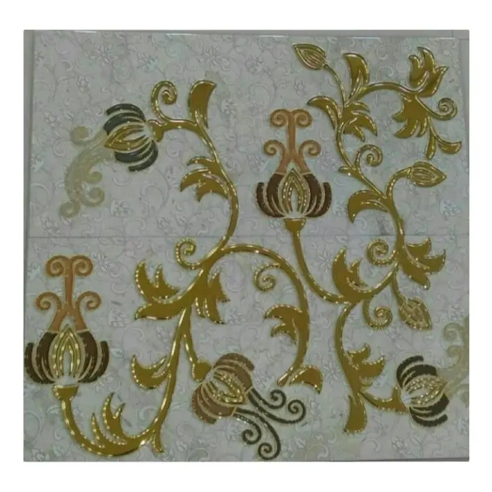 Céramique numérique en porcelaine dorée et argentée polie 300x600mm, carreaux de décoration murale intérieure émaillée par le troisième Designer 30x60cm