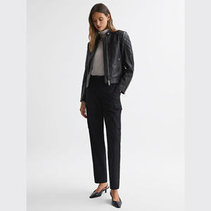 Veste de moto en cuir véritable pour femme, personnalisée et brodée, écologique, coupe courte, en cuir de vachette, vente en gros - Product Image 3