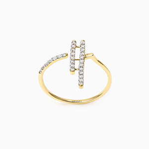 Bague ouverte géométrique moderne en diamant de laboratoire pour femme, or 10K 14K 18K, argent 925 935, anniversaire, mariage, luxe - Product Image 2