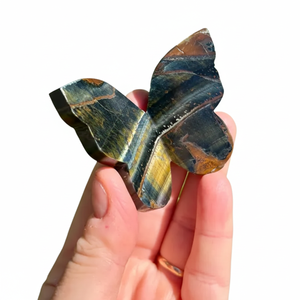 Papillon volant en cristal de haute qualité, œil de tigre bleu, pierre de guérison, ailes sculptées, papillon 3D & décoration intérieure, grossiste - Product Image 5