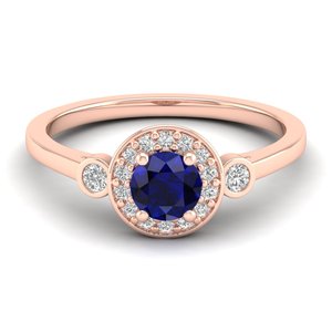 Bagues REYES en or massif 14 carats de haute qualité avec saphir bleu taille ronde 0,5 carat pour femmes, bijoux fins certifiés Moissanite - Product Image 6