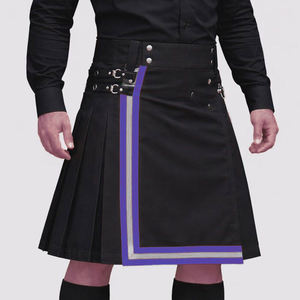 Kilt utilitaire écossais noir et violet pour homme, style pompier, avec bordure haute visibilité 2026 - Product Image 3