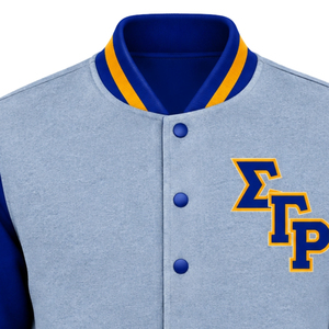 Chaqueta Bomber Universitaria Personalizada Sigma Gamma Rho para Mujer, Ropa Exterior de Hermandad Griega, Parche de Letras Bordadas, Botones a Presión, Estilo Casual - Product Image 3