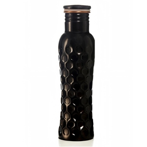 Artisanal Honeycomb Design Glass Bottle Premium Embossed Beverage <b>Container</b> Handcrafted Style Leak Proof Metal Cap Bottle For El - Product Image 1